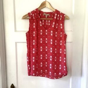 Banana Republic Women’s Size 6 Red Abstract Print V-neck Sleeveless Top Blouse